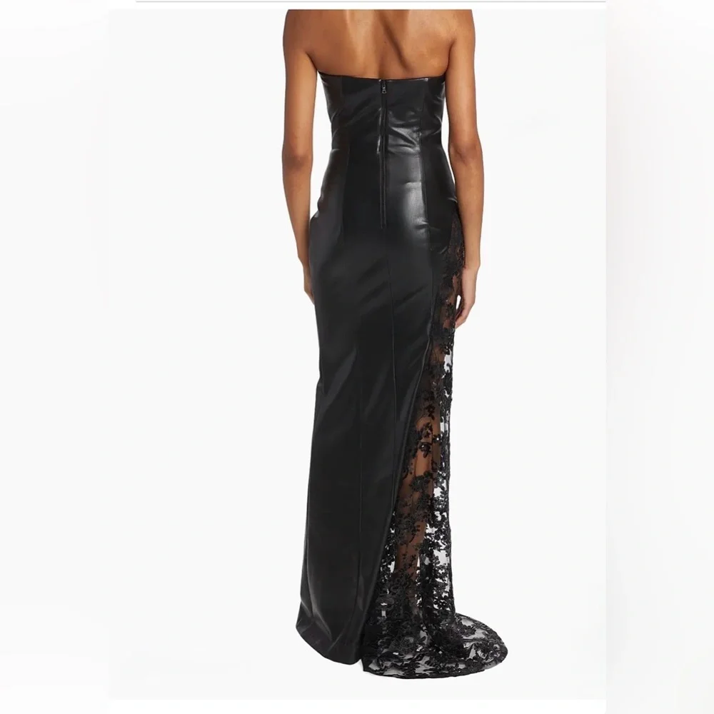 Alice and olivia Retha Strapless Vegan Leather & Sequined Gown worn once size 2 - Picture 2 of 3